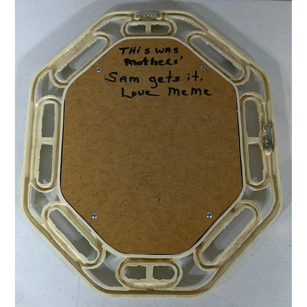 Homco Wall Mirror 17x14 Cream Faux Bamboo Octagon Vintage 1983 USA Boho Cottage